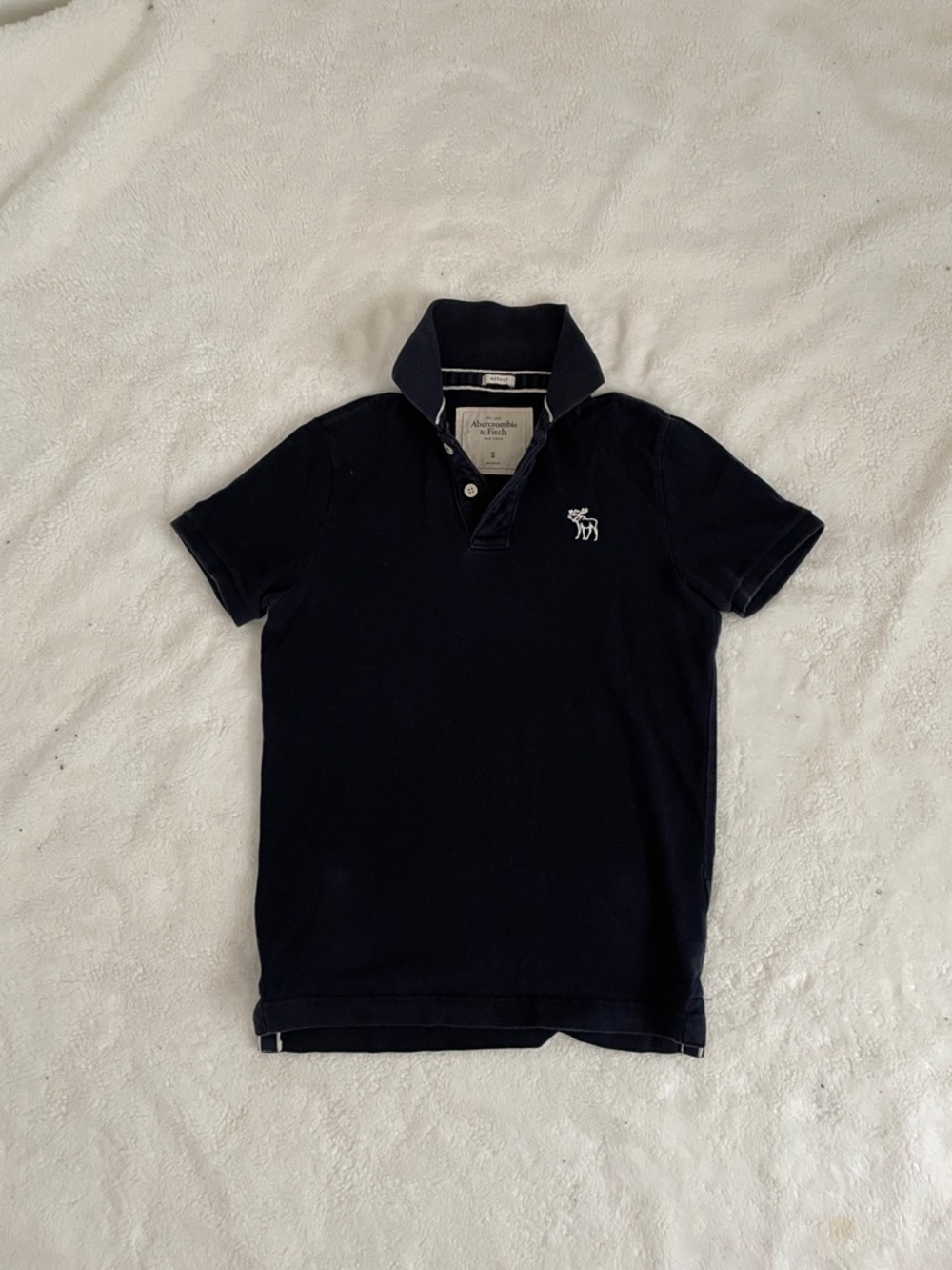 Abercrombie & Fitch Men’s Dark Navy Polo with White Logo